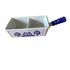 Metlox Poppytrail Homestead Providential Blue Divided Ceramic Dish 1950-1960
